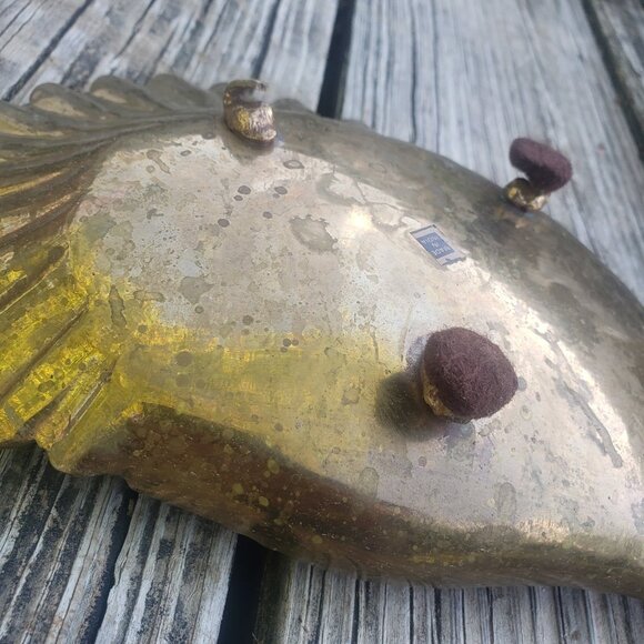 Nautical Brass Sea Shell Shaped Footed Trinket Holder Soap Dish 8.5" Long India - Picture 3 of 9